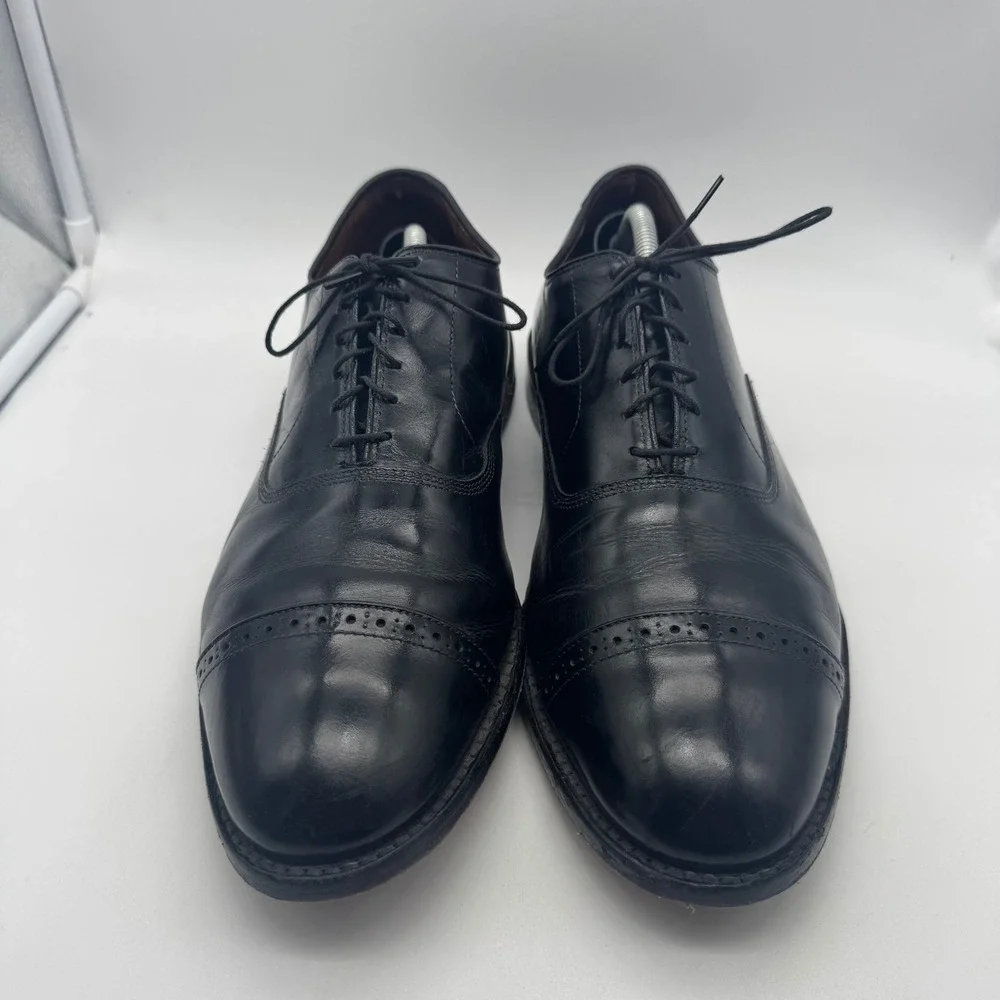 Mens‎ Black Leather Allen Edmonds Cap Toe Oxfords Dress Shoes