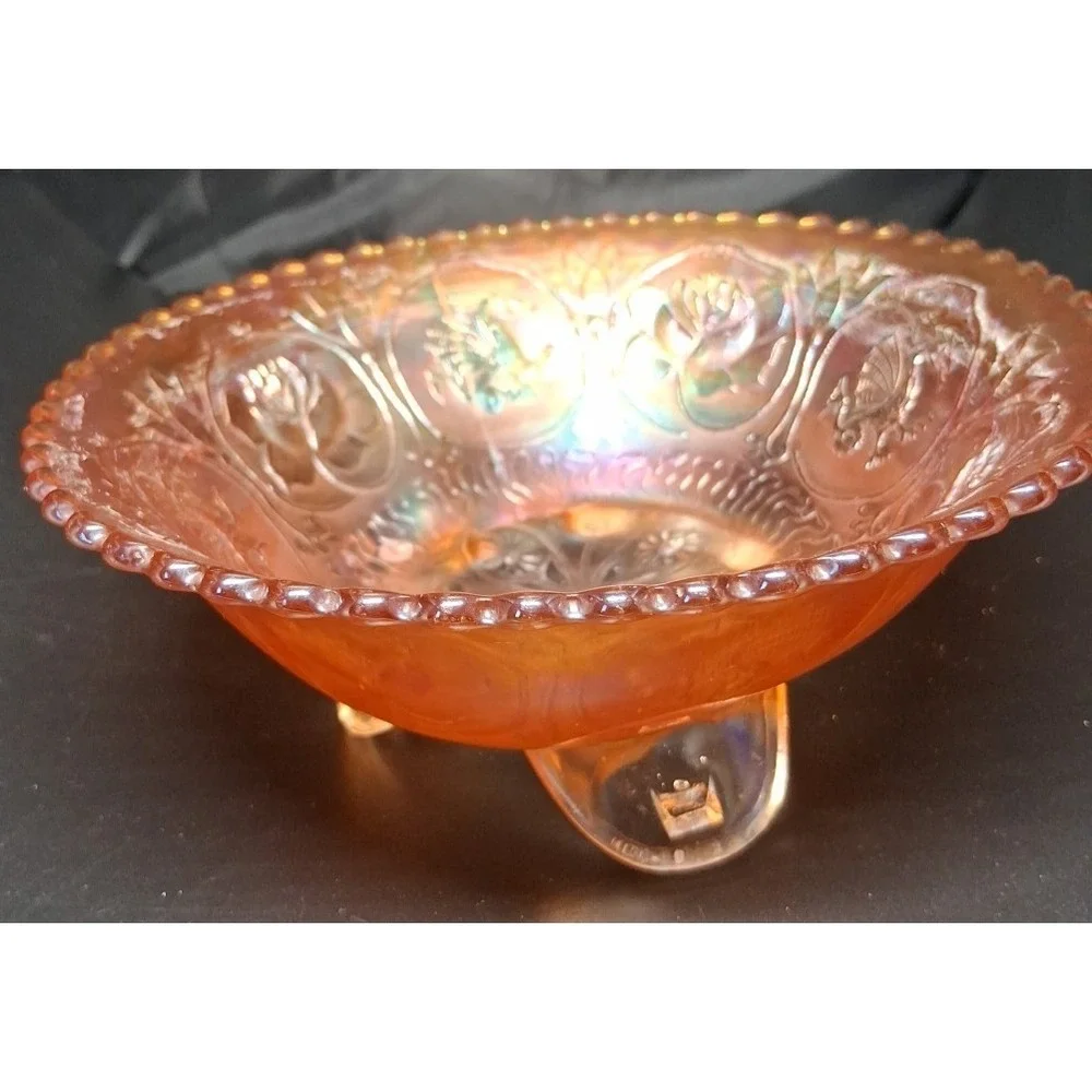 Carnival Glass Bowl  on‎ Pedestal with Dragon and Lotus pattern