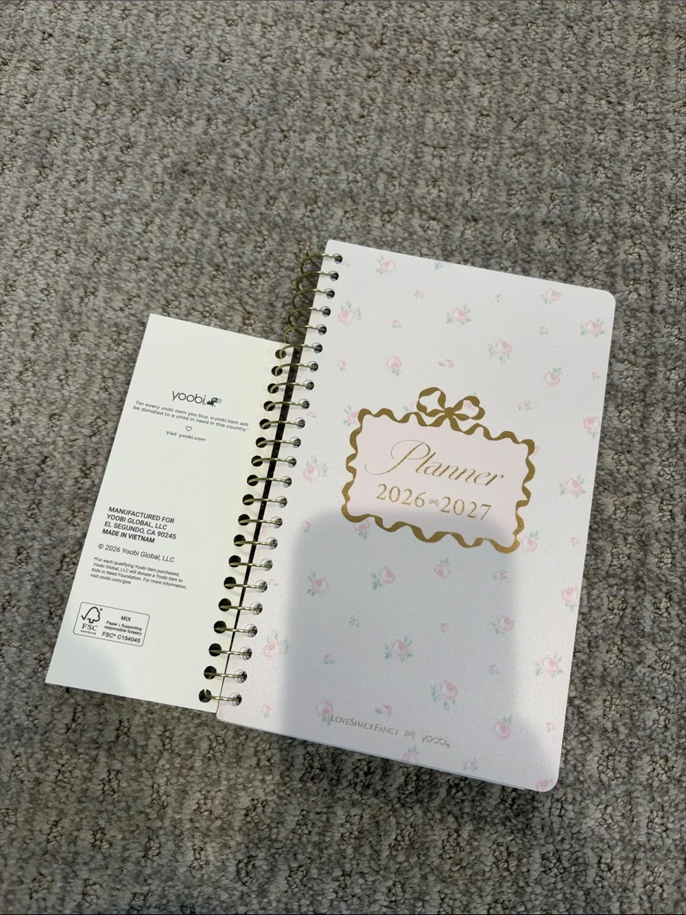 Target Love Shack Fancy Yoobi Pink Floral S Planner 2026-2027 with Gold Accents