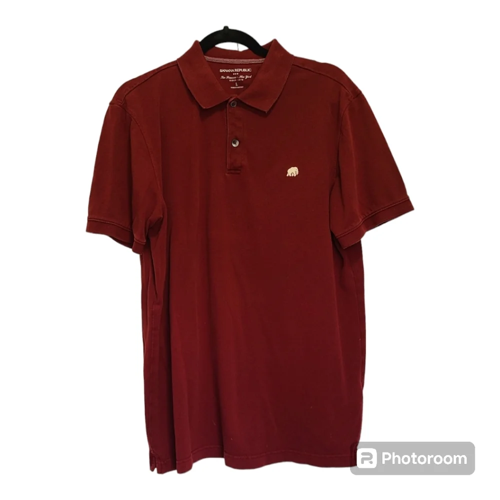 Banana Republic polo shirt elephant‎ piq brick men's large