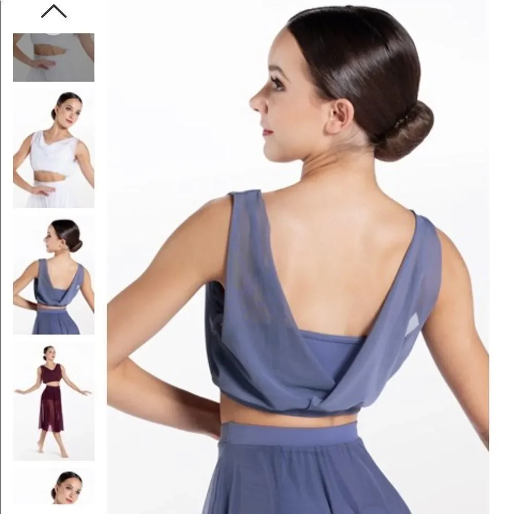 Balera By Weissman Mesh Cowl Neck Crop Top