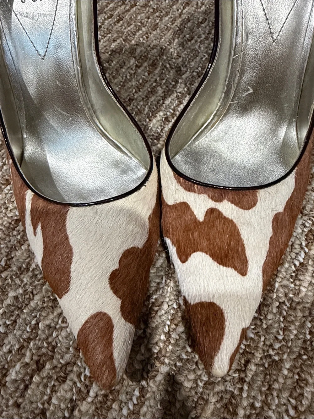 Vintage 90’s Guess Cow Print High Heels Size 8.5