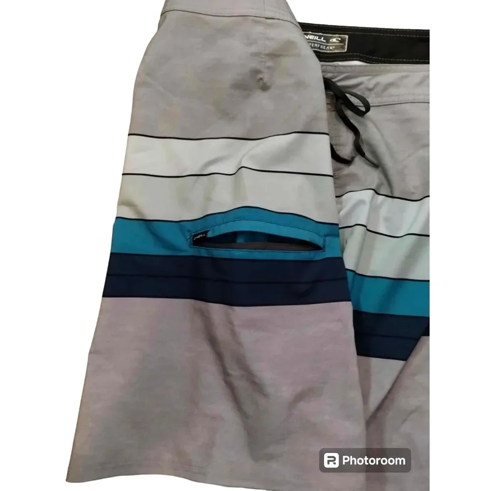O'Neill Men's Hyperfreak Board Short Swimwear Multicolor Stripes Size 44