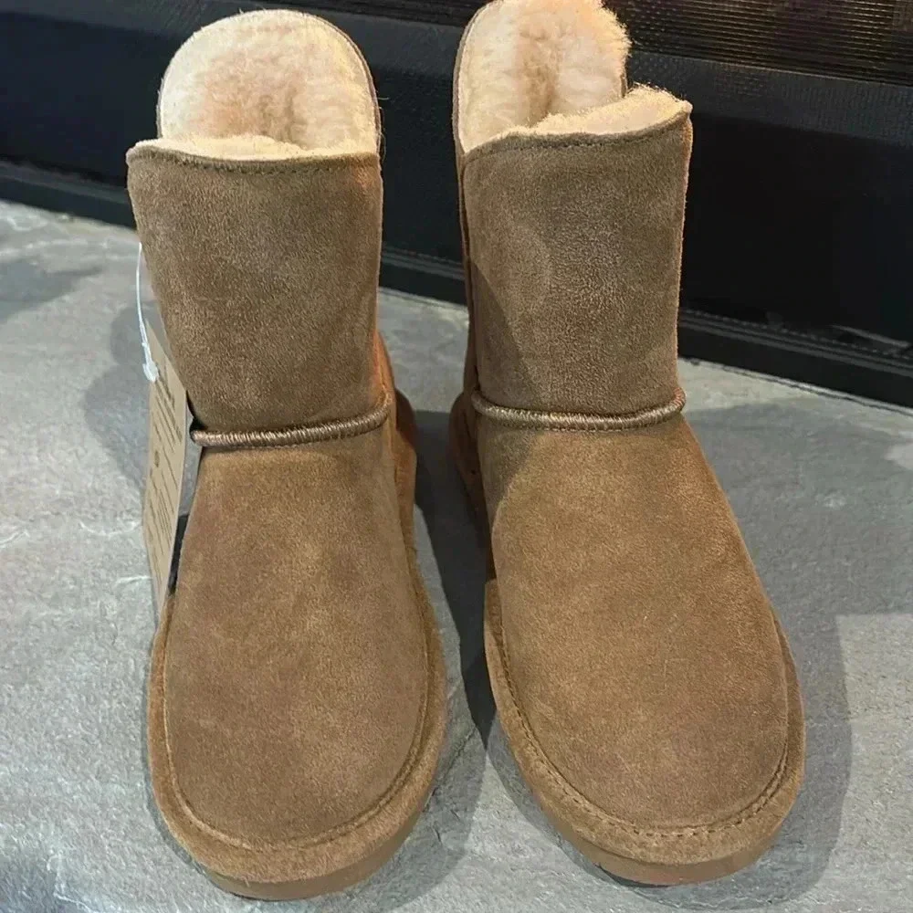 BEARPAW Rosaline Suede upper,sheepskin & wool blend lined,TPR outsole booties