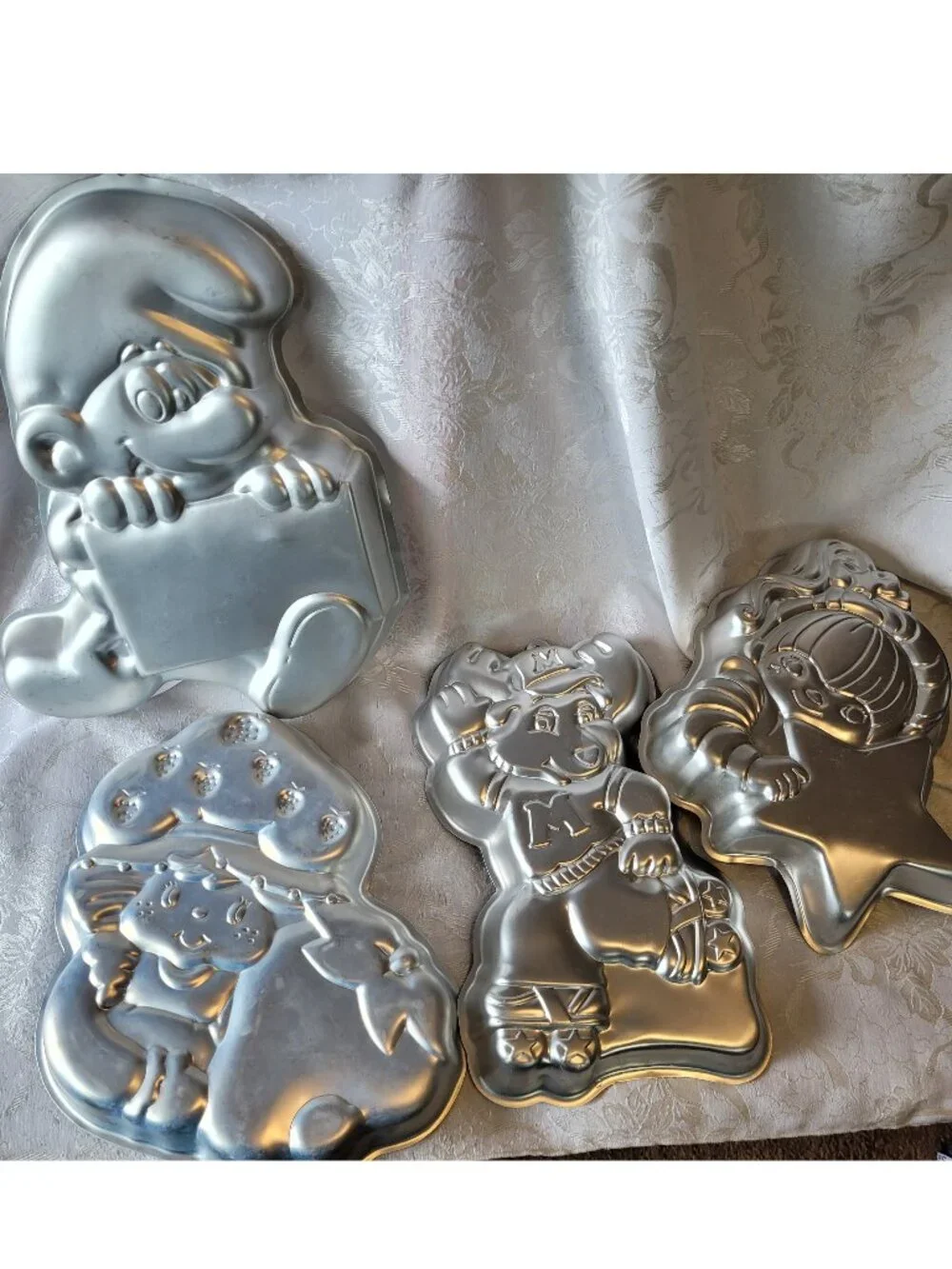 Vintage Wilton cake pans 80s Cartoon Nostalgia bundle Smurfs Rainbow Brite lot