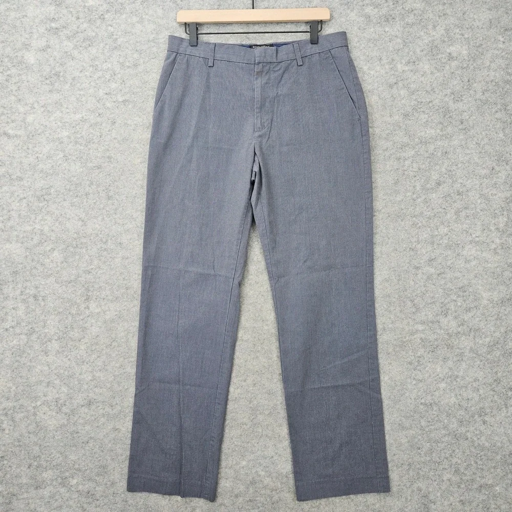 Banana Republic Chino Pants Men's 33x34 Gray-Blue Tailored Fit Non-Iron Cotton