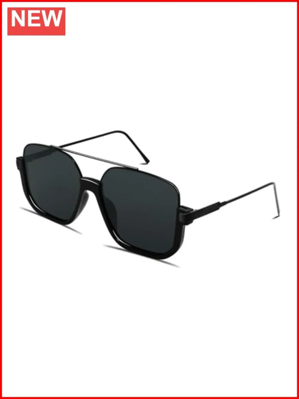 Square Oversized Aviator Sunglasses for Women Men 70s Semi-Frame UV400