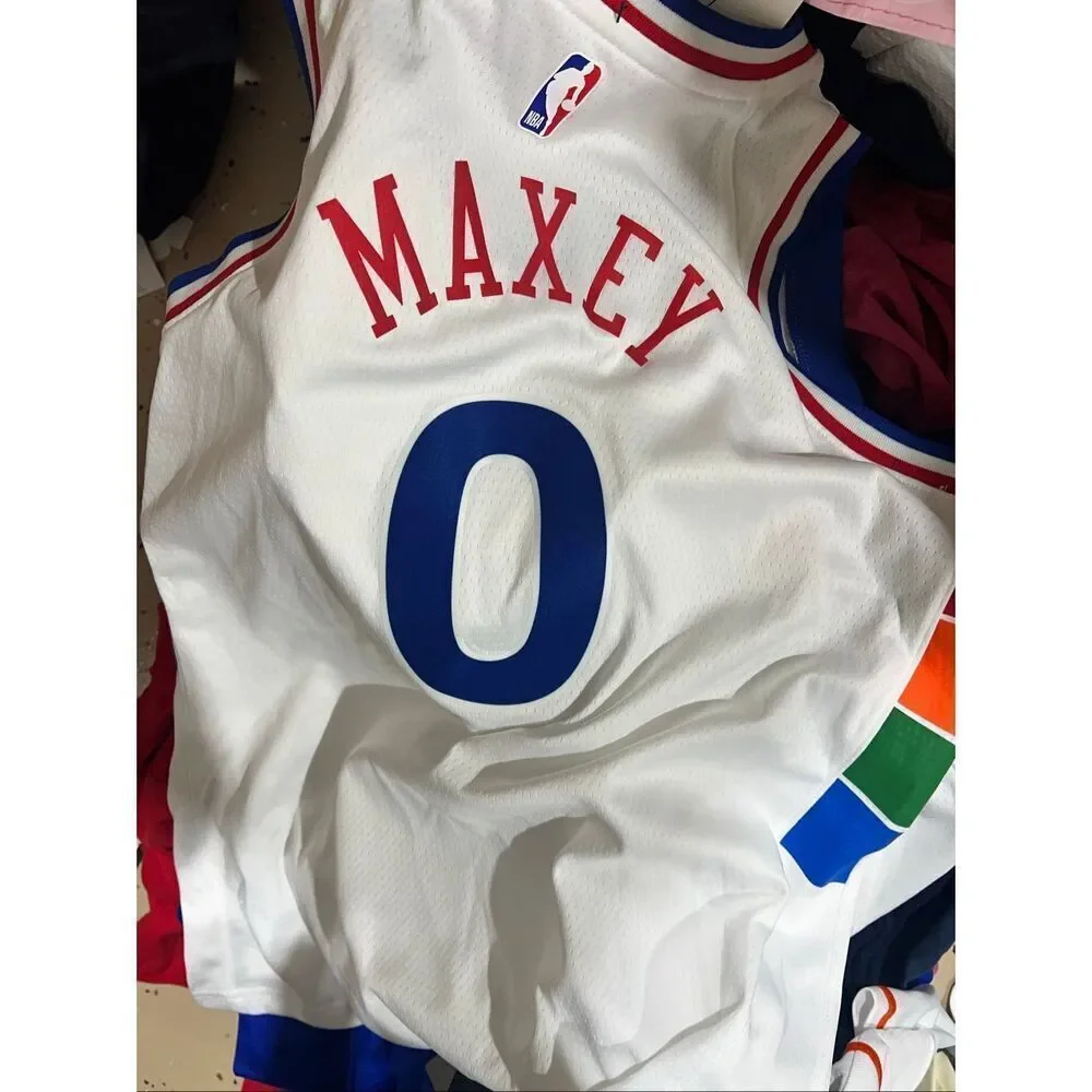 Nike NWT Tyrese Maxey White Philadelphia 76ers 2024/25 Swingman Player Jersey Ci
