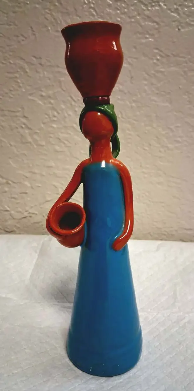 Limé Artesania Dominican Republic Ceramic Faceless Woman Figurine Candle Holder
