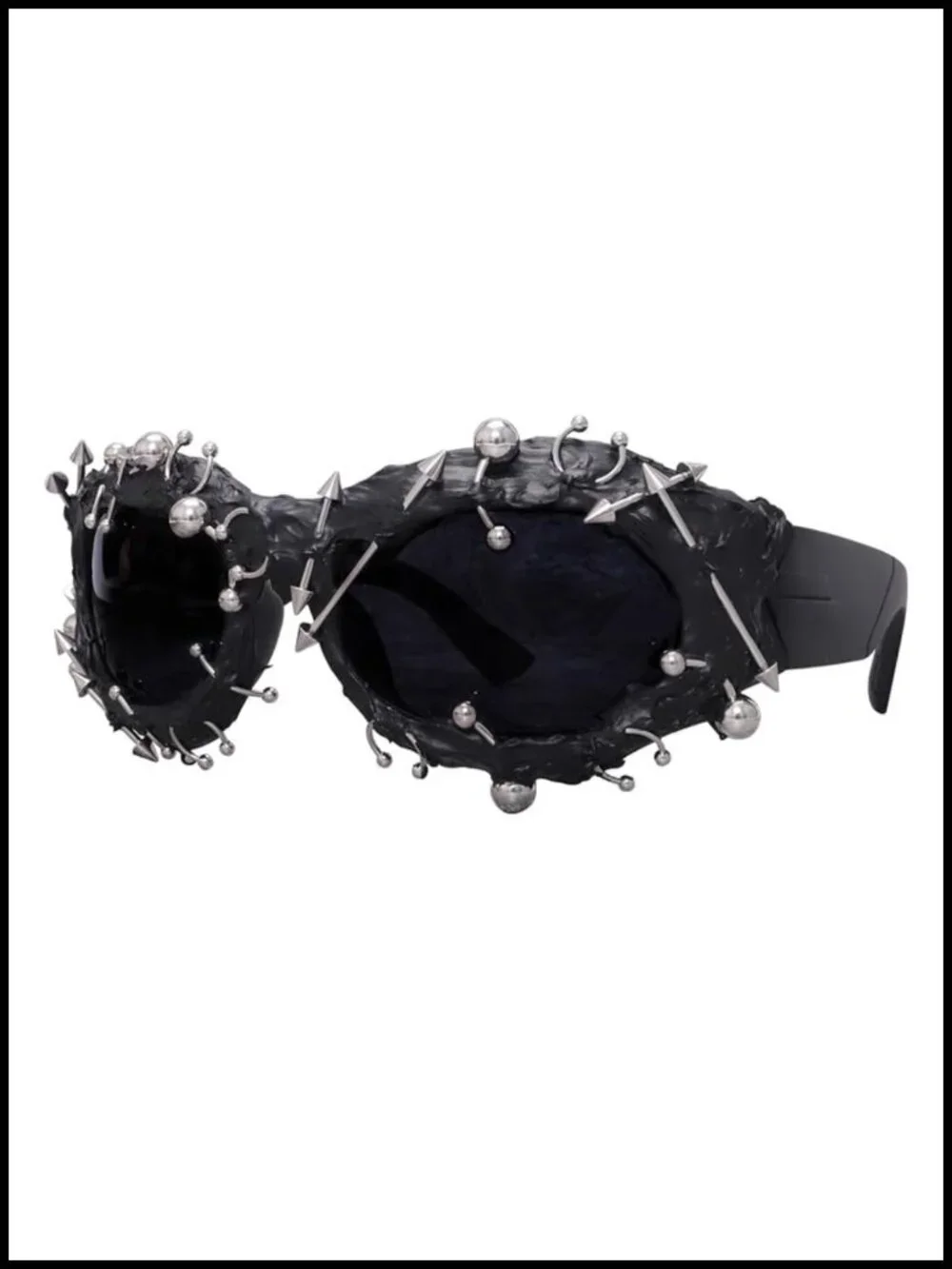 Metal Spiked Punk Sunglasses UV400 Shield Biker Glasses
