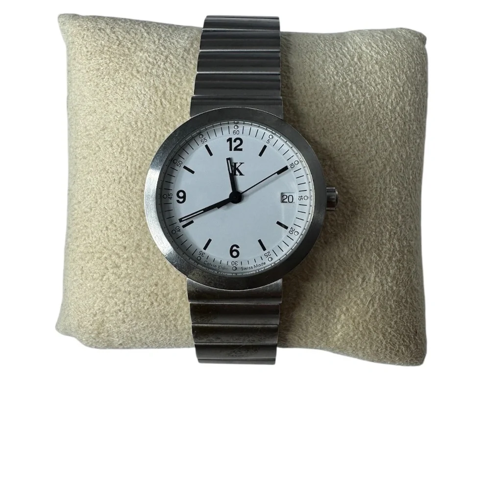 Calvin Klein Swiss made quartz watch white‎ dial stainless steel