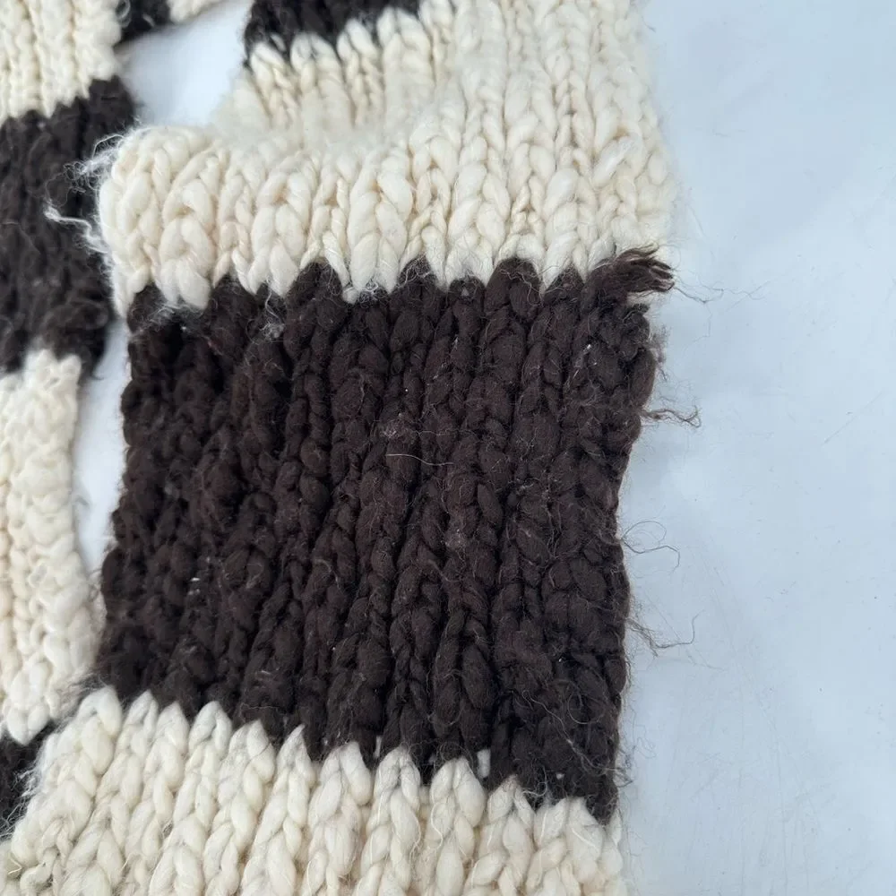 Vintage Y2K Embroidered Abercrombie And Fitch Chunky Knit Scarf Wool Blend