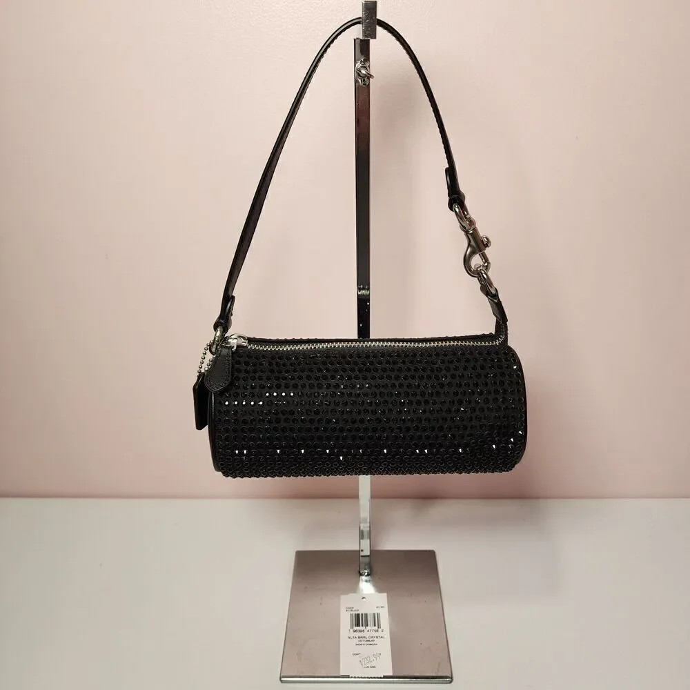 NWT COACH CX208 Nolita Barrel Crystal Bag Black Crystal Fabric