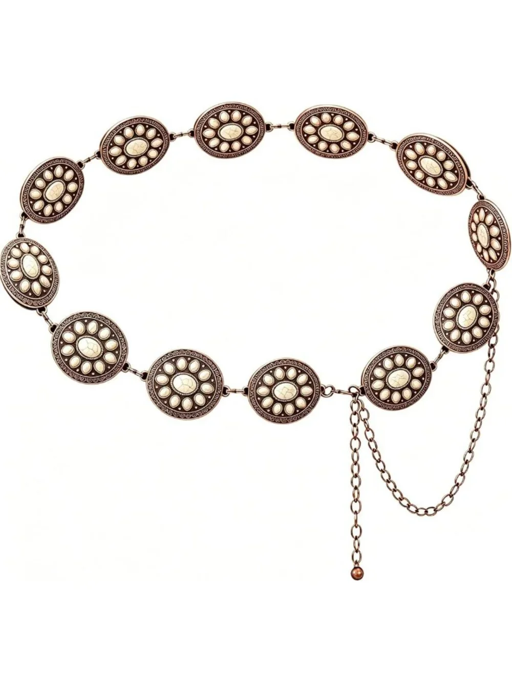 Turquoise Concho Chain Waist Belt for Women | Boho Western Style for Dresses