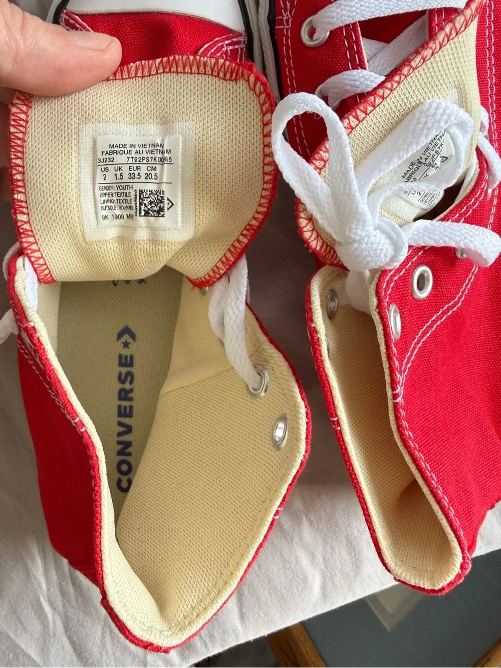 Converse Kids Red High-Top Canvas Sneakers with White Laces