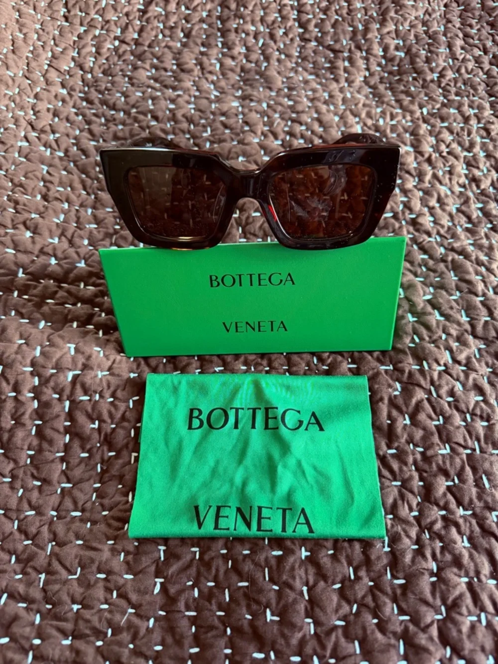 Bottega Veneta Women's Tortoiseshell Square Sunglasses - Brown