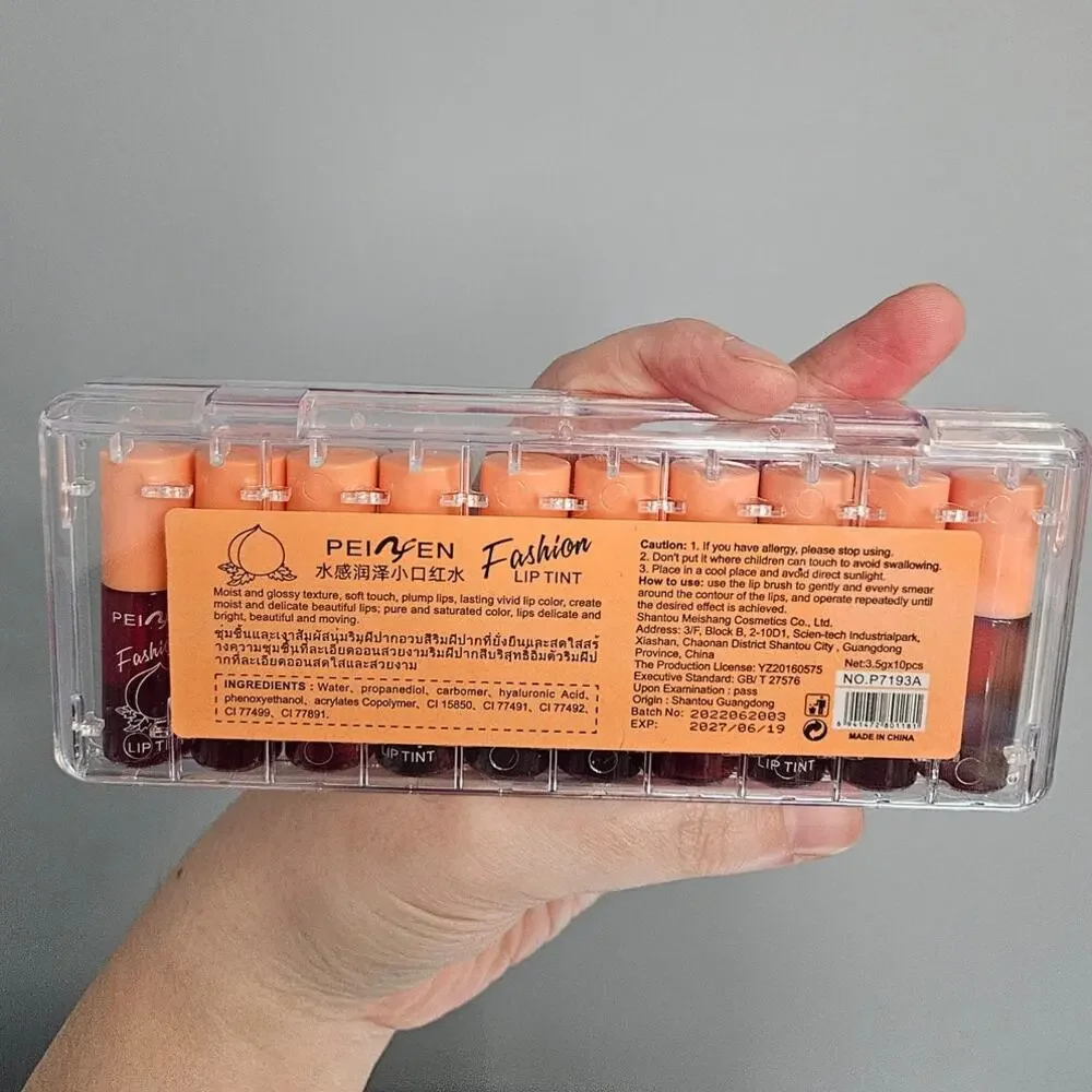 Peiyen Fashion Honey Peach Temptation 10Pcs Mini Lip Tint Set ~ Asian Beauty