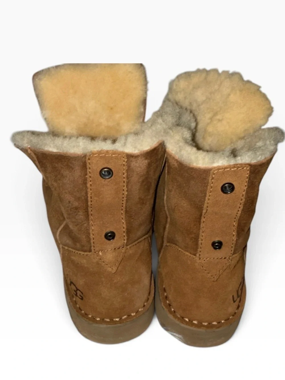 UGG Women’s Quincy Leather And Sheepskin Lace Up Boots Tan Size 6.5