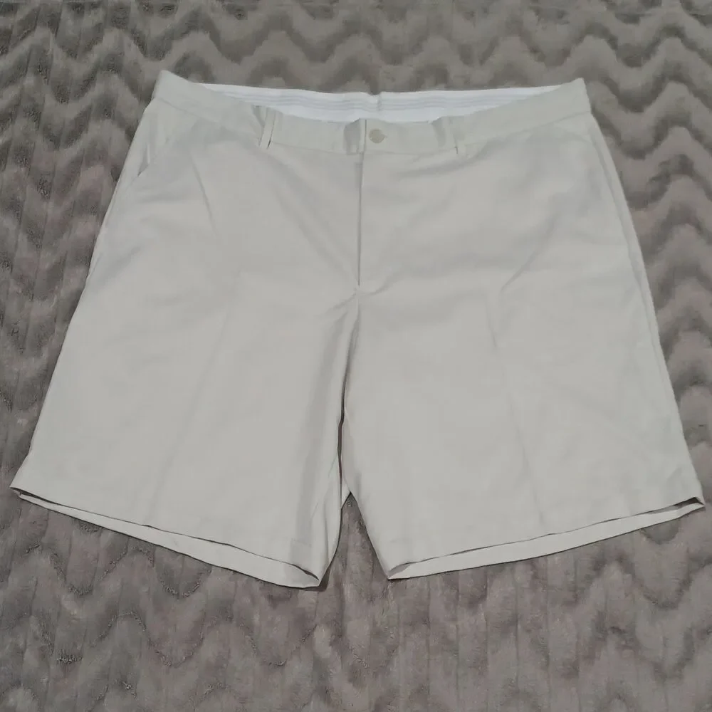 Greg Norman Mens Size 42 Creme Beige Flat Front Chino Shorts