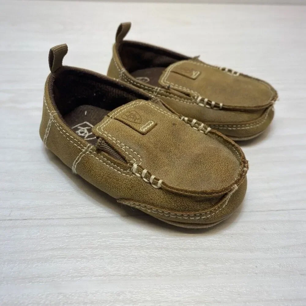 Ariat Brown Print‎ Slip-On Shoes  Sole Fabric Unisex Baby Toddler
