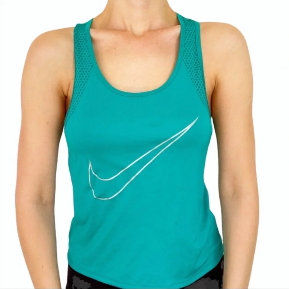 Nike DRI-FIT teal swoosh logo workout tank size XS