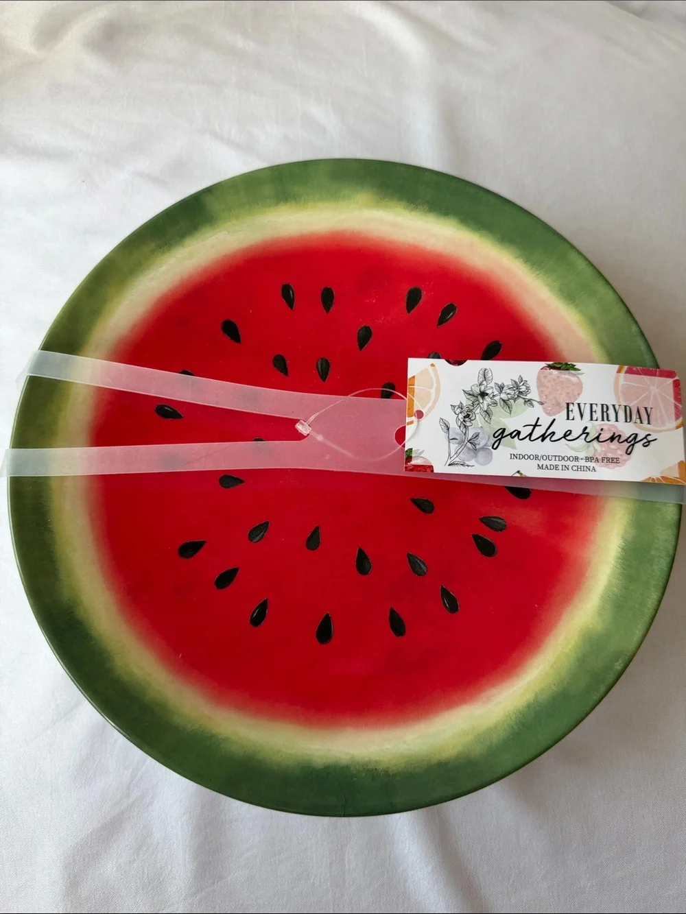 Watermelon Set of 4- Melamine Salad Plates– Red & Green