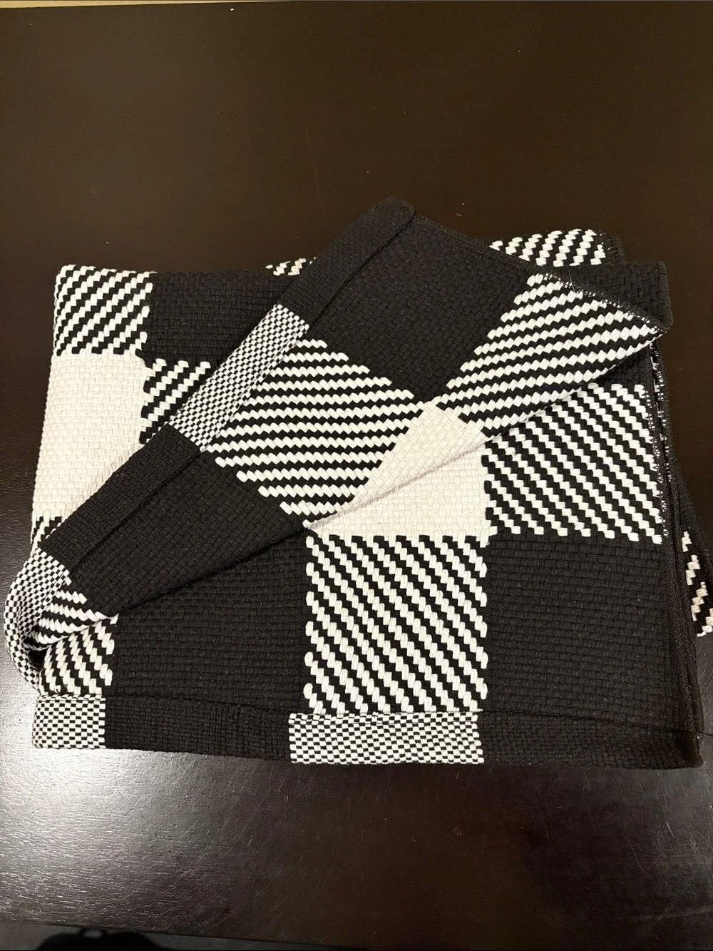 Softer Charm Black White Checker Cotton Indoor Outdoor Rug Door Mat  2’4” x 3’7”
