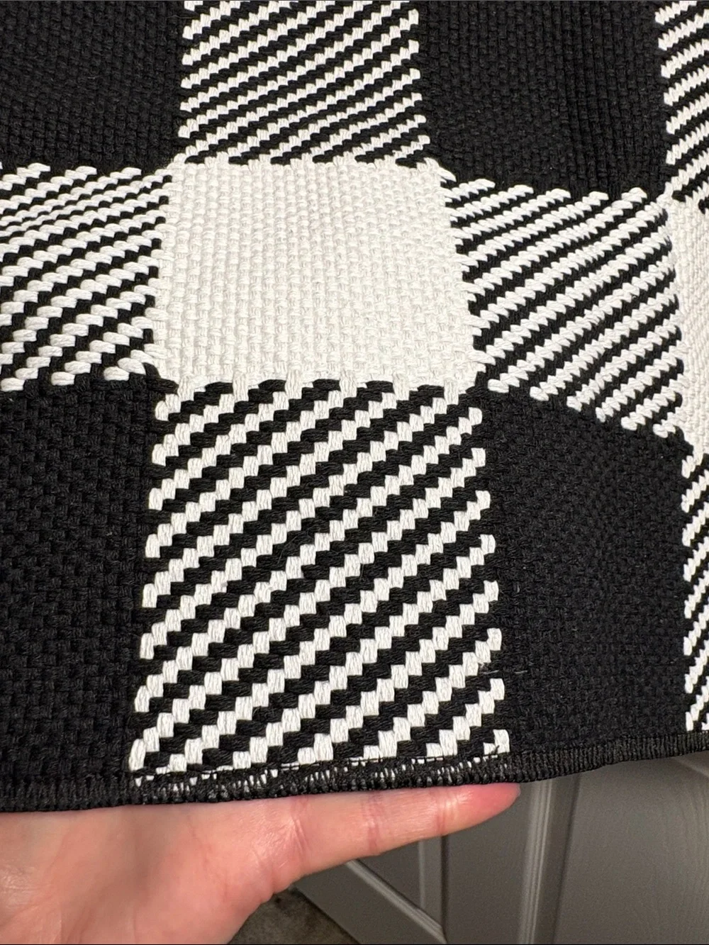 Softer Charm Black White Checker Cotton Indoor Outdoor Rug Door Mat  2’4” x 3’7”