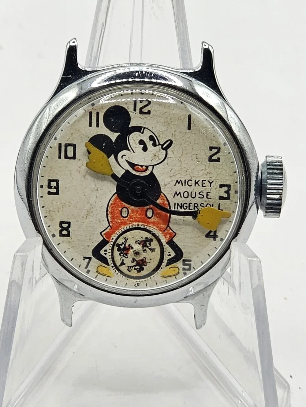 VTG & Rare 1930s Ingersoll Mickey Mouse Wristwatch No Band Running