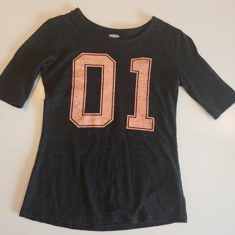 Old Navy | Black Heather Slightly Shaped 01 Short Sleeve Tee Shirt Metallic | M