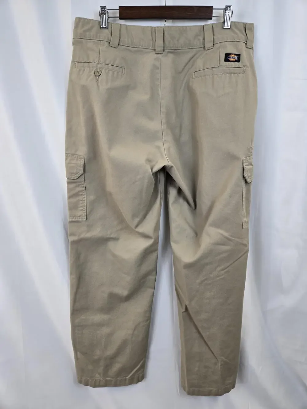 Dickies Cargo Pants Mens 36x32 Beige Regular Straight Canvas Workwear Utility
