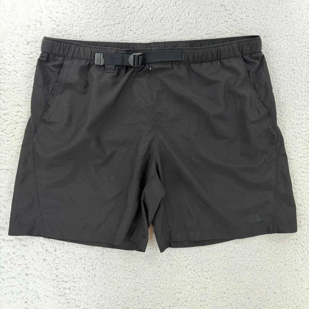 The North Face Shorts Mens 2XL Black Solid Trunks Belted Quick Dry Hiking