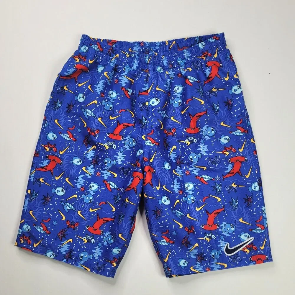 Nike Kids Boys Size XL Blue Hammerhead Shark Swim Shorts