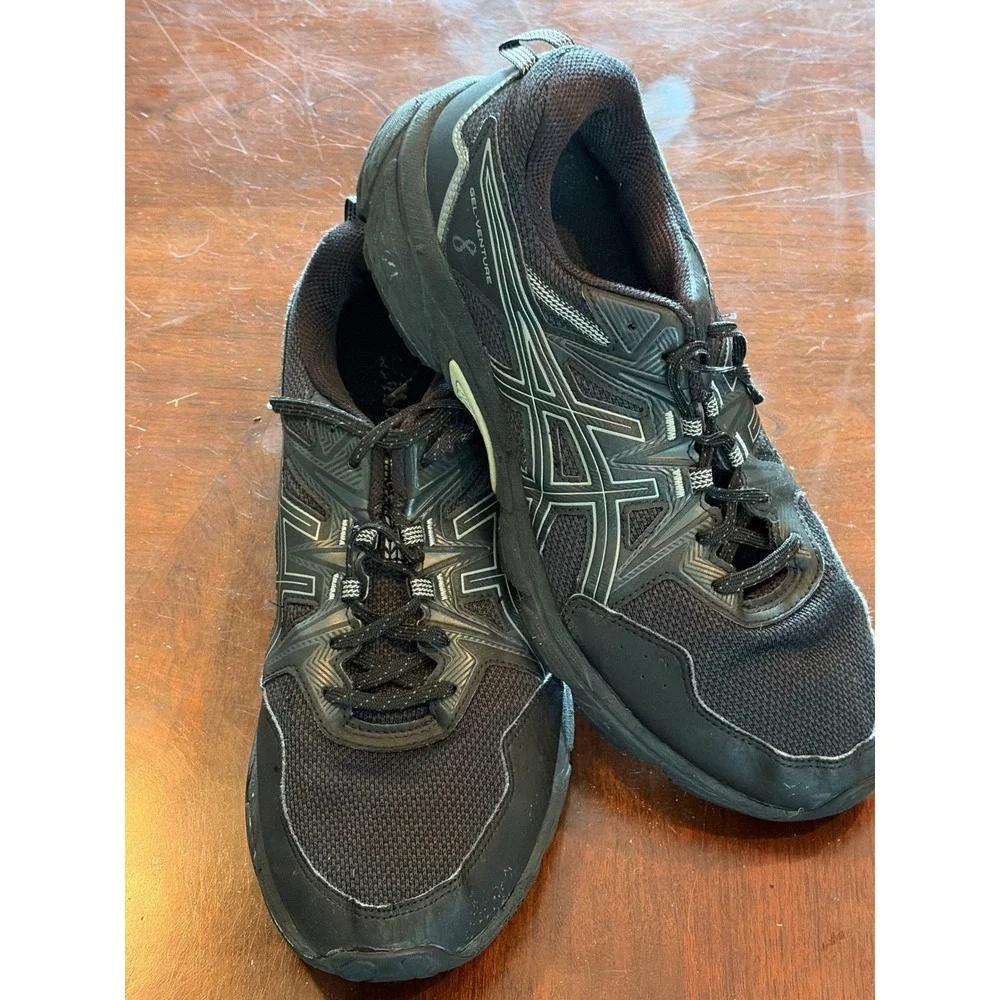 ASICS Gel-Venture 8 Mens Running Shoes Black Trail Sneakers Mens Sz 10.5