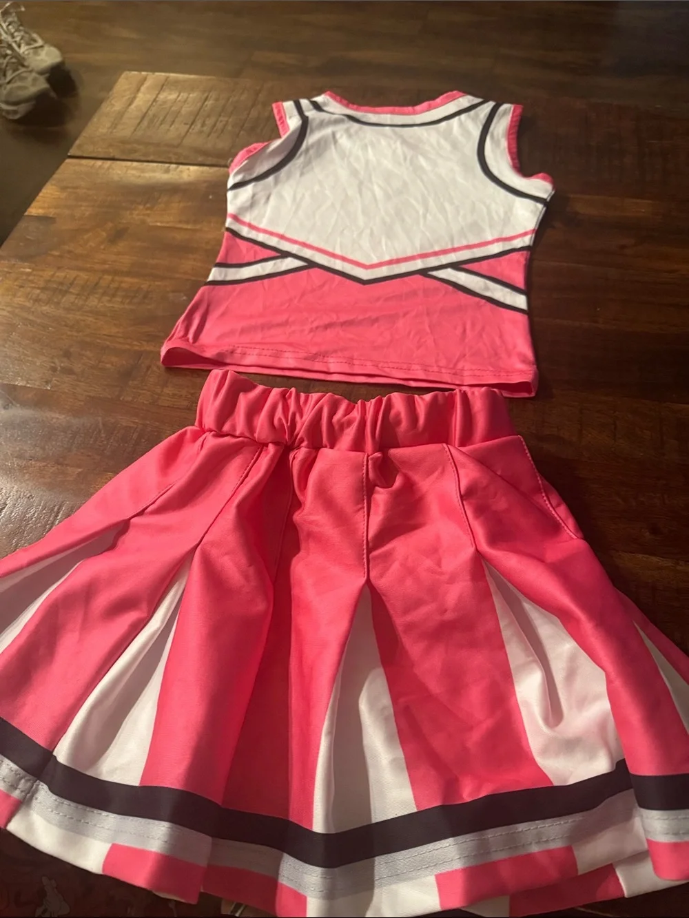 Kids Pink Cheerleader Costume Set - Cheer Top & Skirt