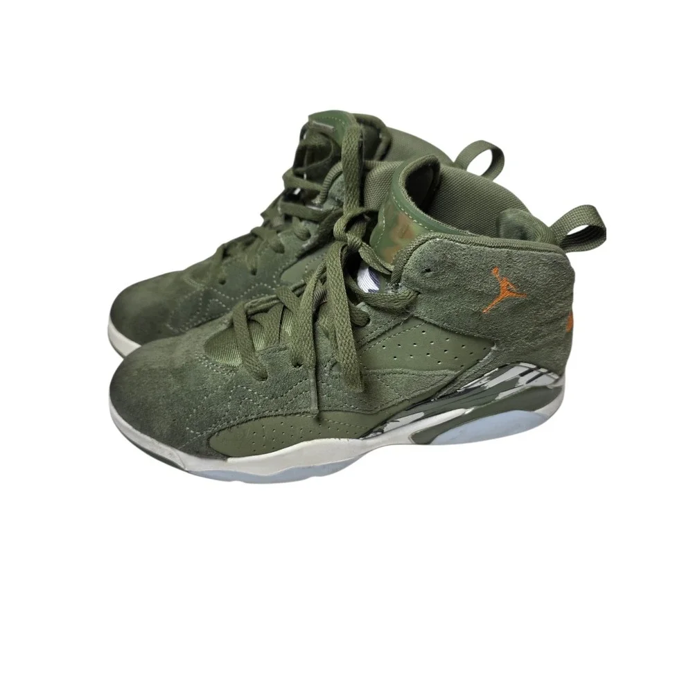 Nike Air Jordan 6 Retro GS Olive Green Orange Suede Kids Youth 3Y Sneakers SB0‎