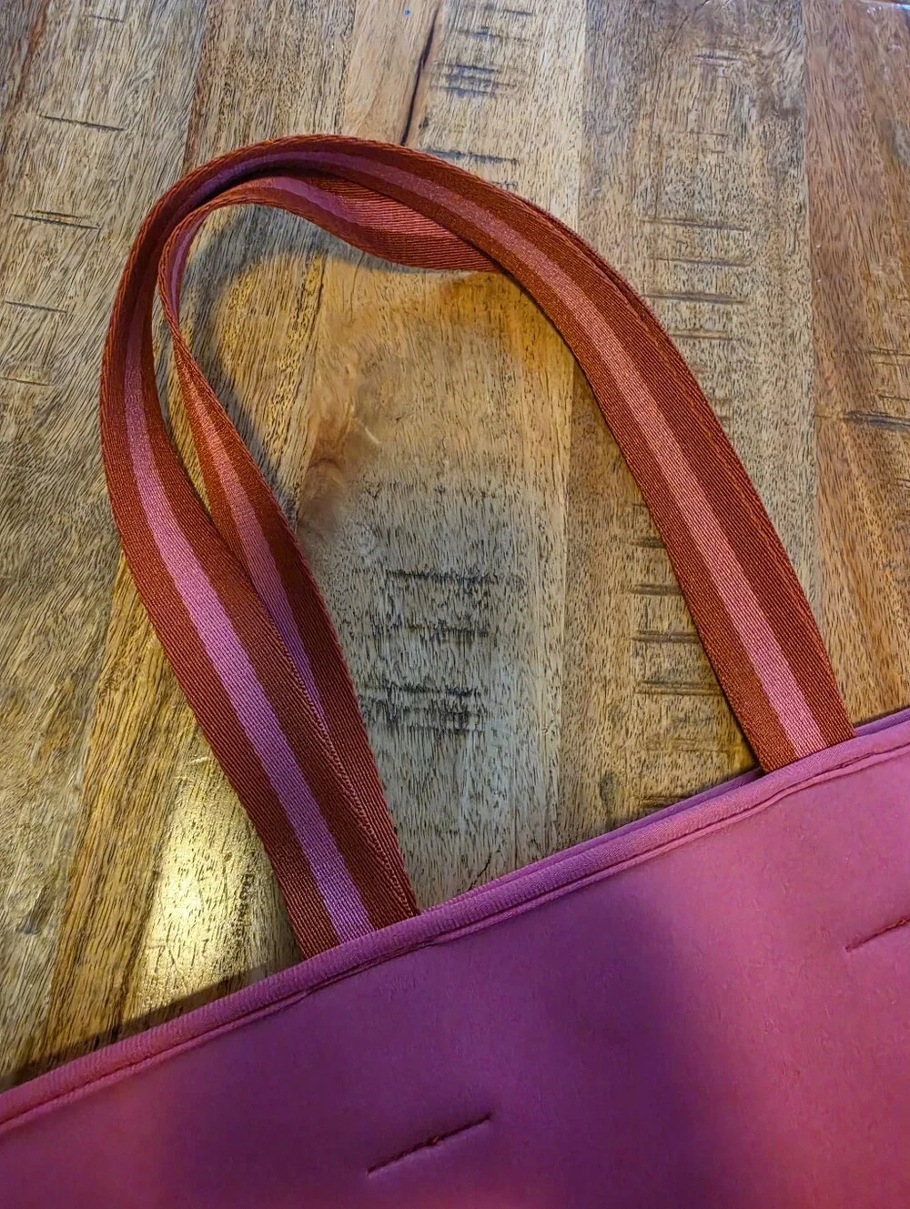 summersalt Red and Pink Striped-Handle Tote