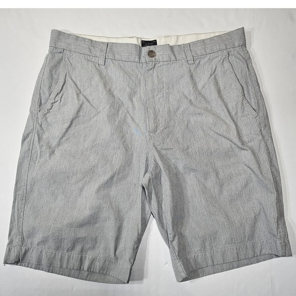 J.Crew‎ Club Men's Grey White Micro Stripe Chino Shorts Size 35W 11 Inseam