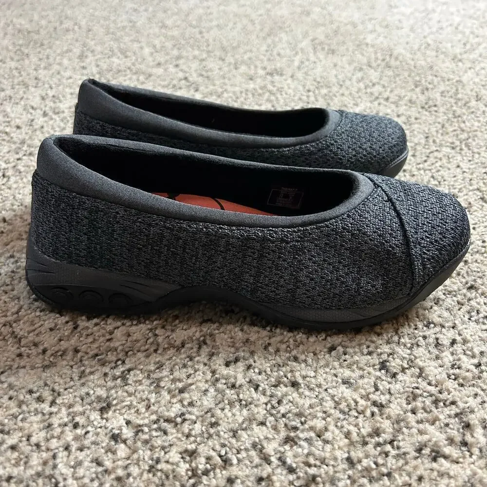 Therafit‎ Riley Ballet Flat Slip On Women Shoes Size 7.5 Grey Black Comfort Arch