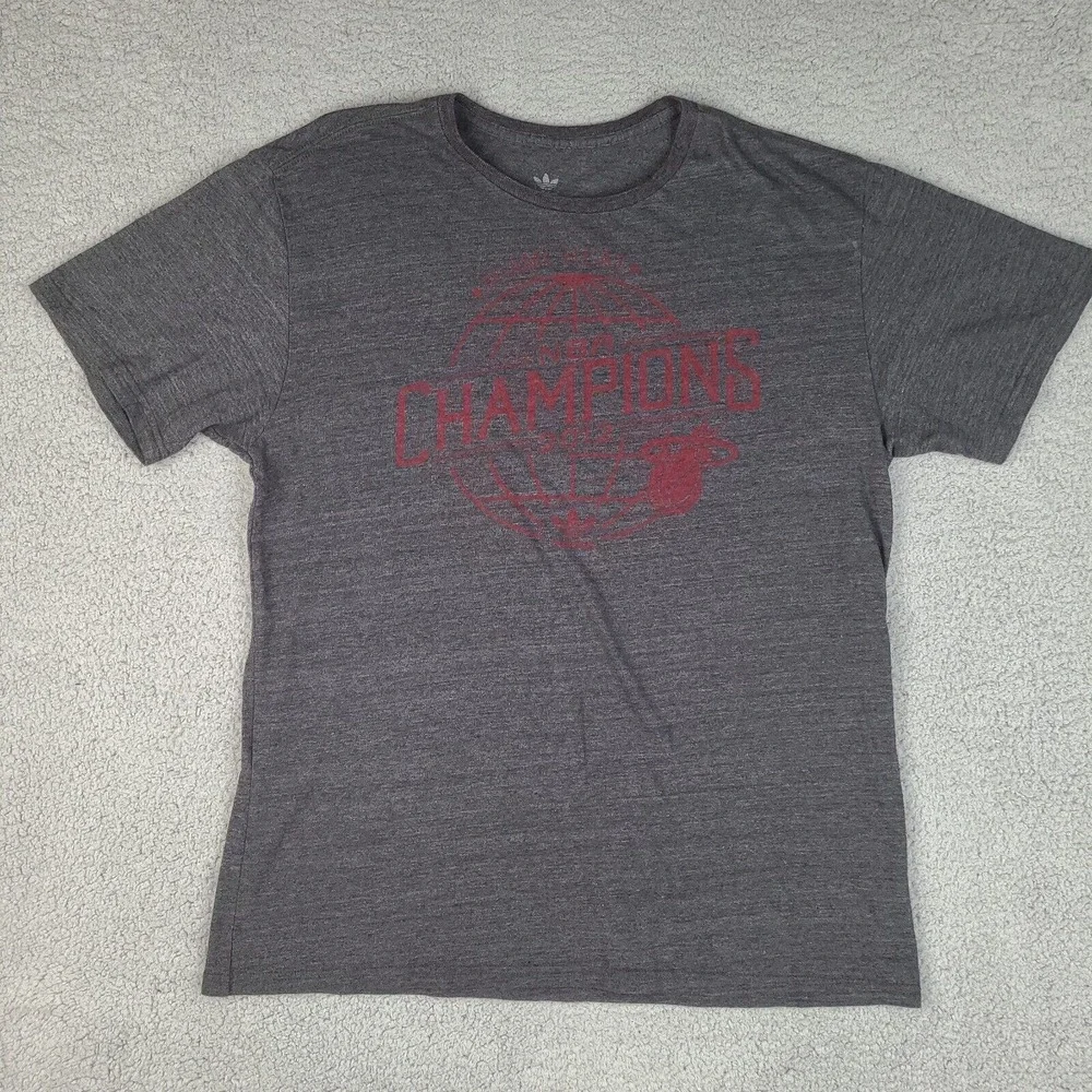 Miami Heat Shirt Mens XL Gray 2012 NBA Champions Basketball Adidas Thin Material