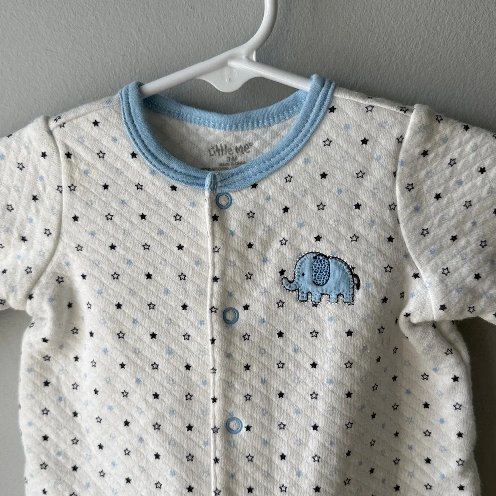 Little Me Baby Quilted Elephant‎ Star Footie Pajamas 3M