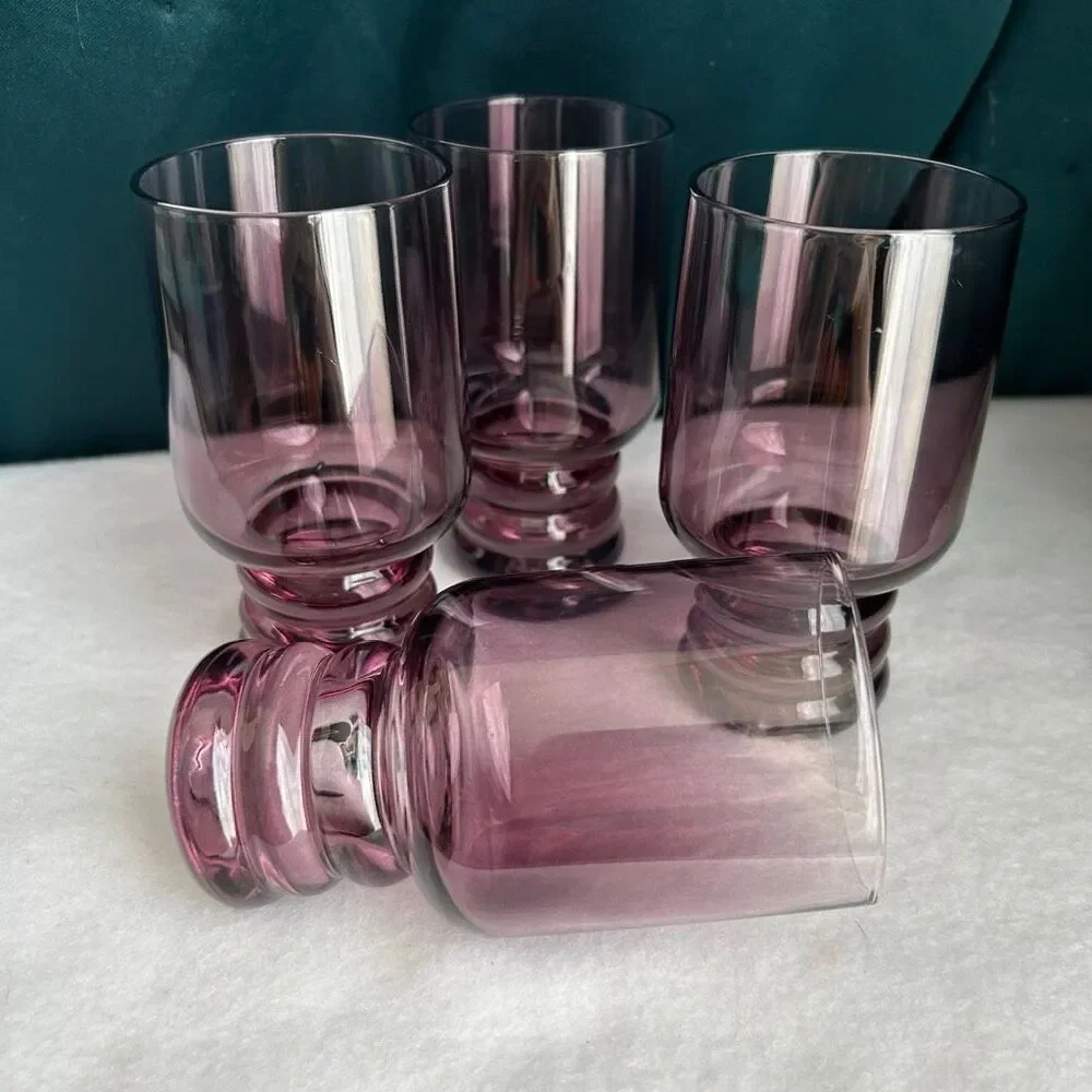 Set of 4 Lexi Cafe Glass in Blackberry Purple