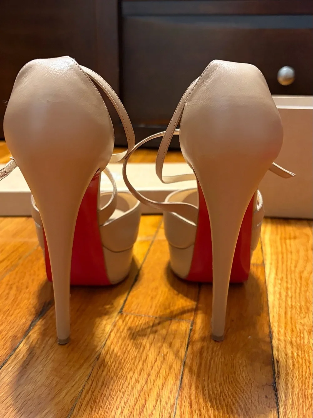Christian Louboutin Beige Open-Toe Ankle Strap Sandals