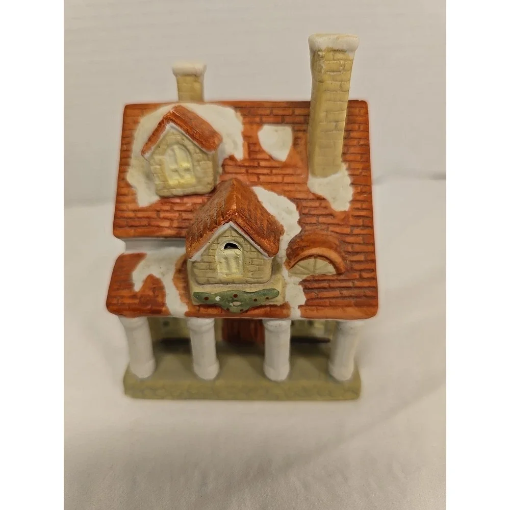 Vintage Christmas 1995 Santas Best Porcelain‎ Holiday Village House With Columns