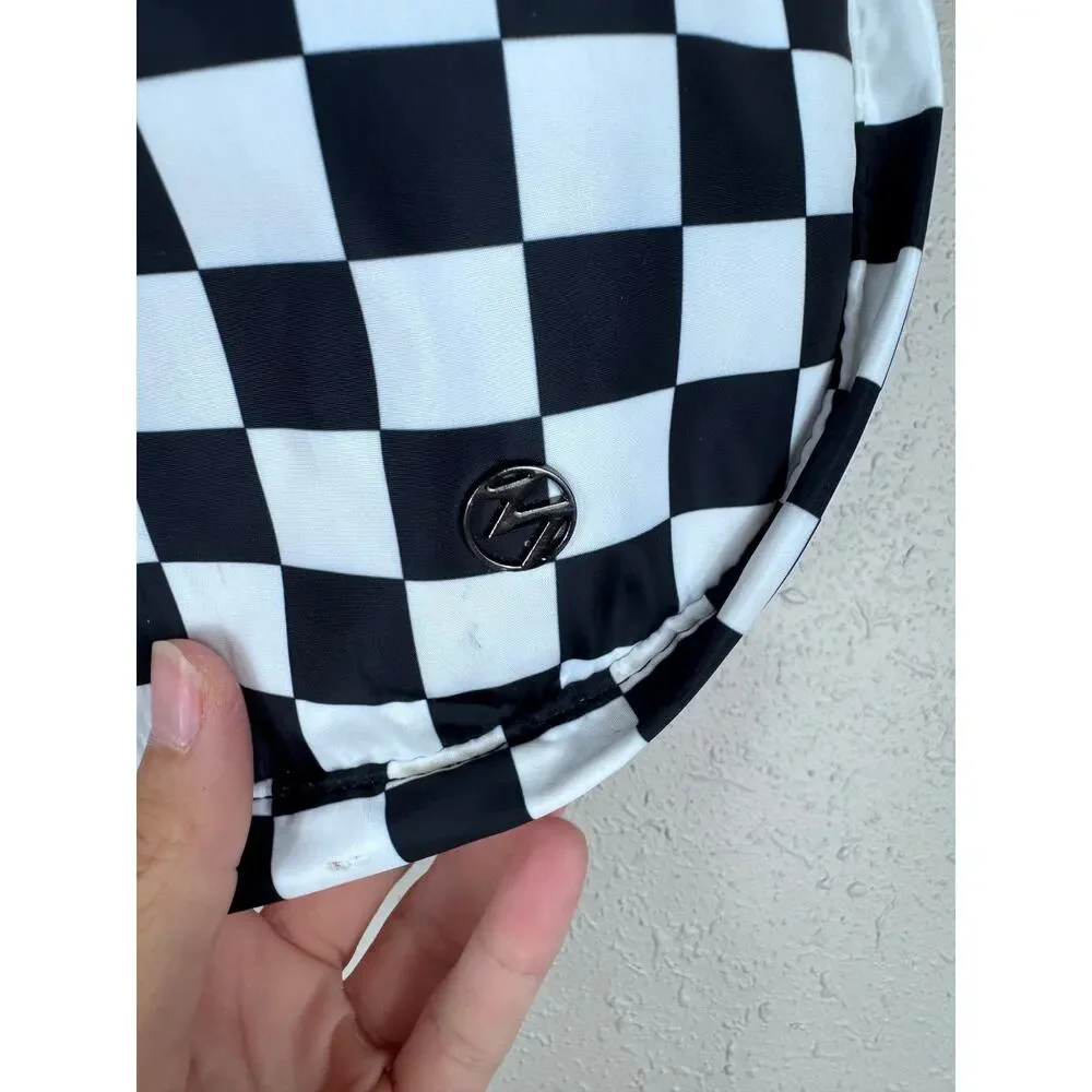 Titosha Black & White Checkered Nylon Crossbody Bag
