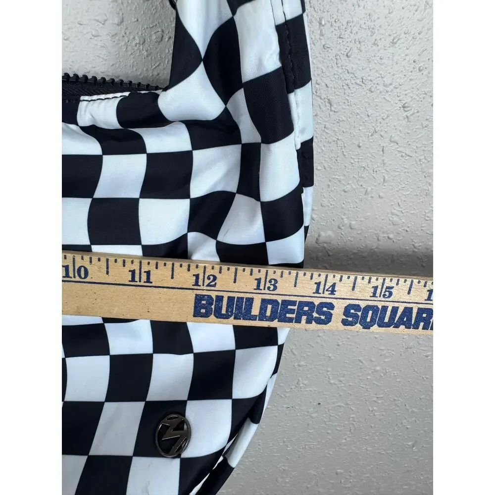 Titosha Black & White Checkered Nylon Crossbody Bag