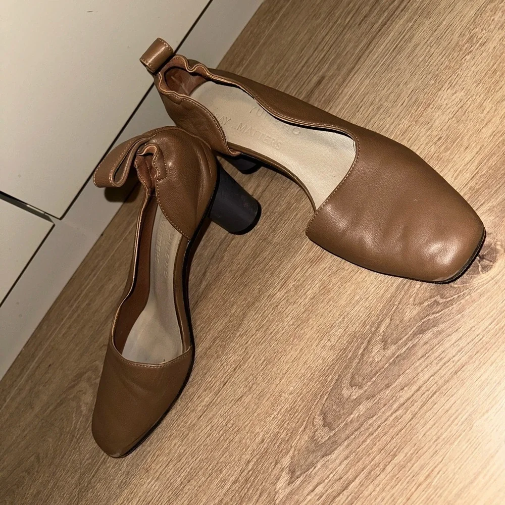 Gray Matters x Yuneho Khaki Women's Leather Shoes Size 37 1/2
