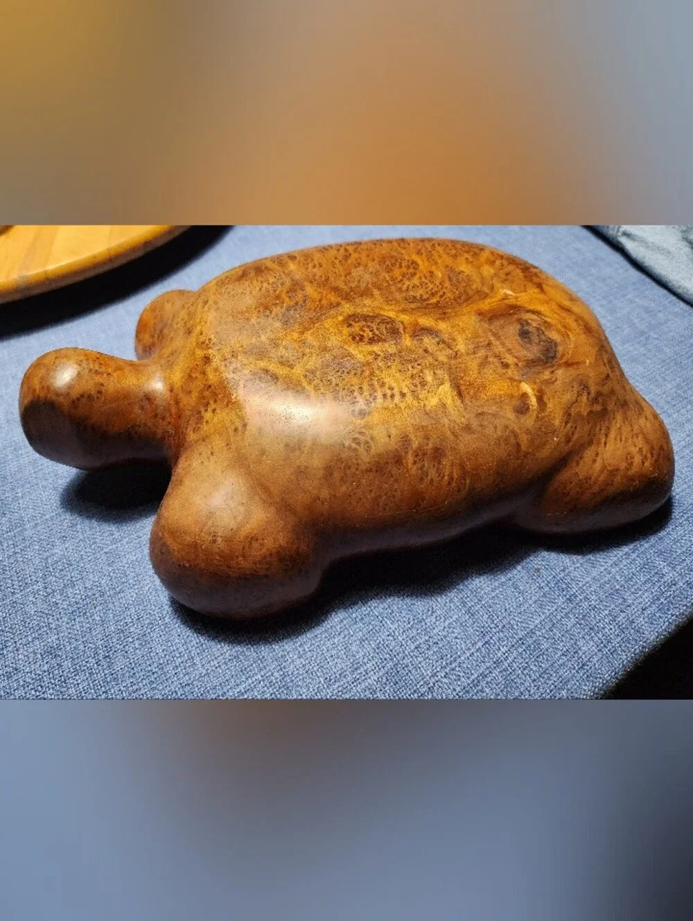 MCM Hand-Carved Burl Wood Turtle