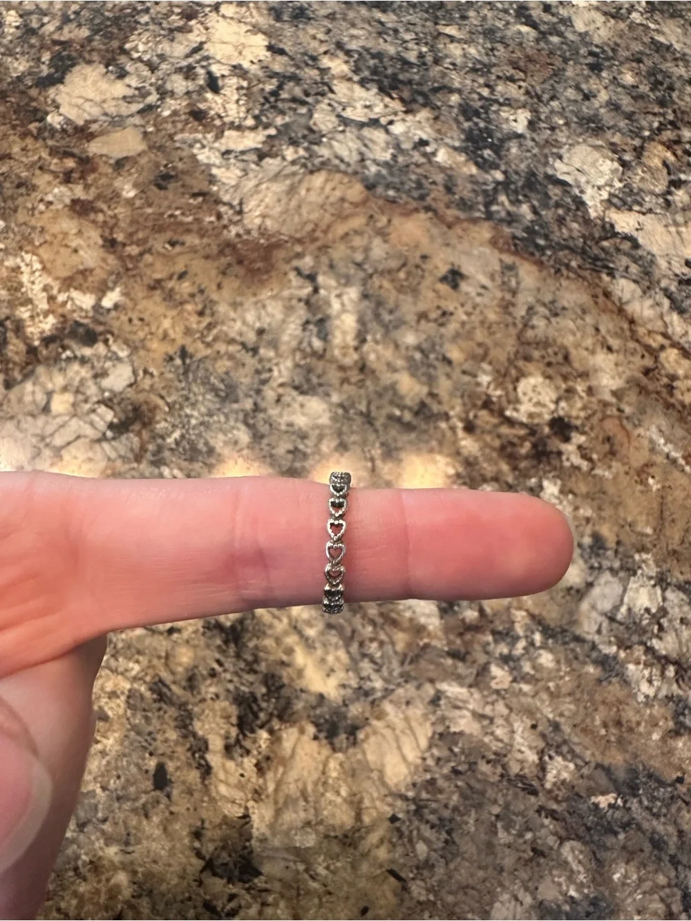 Pandora Silver Heart Band Ring