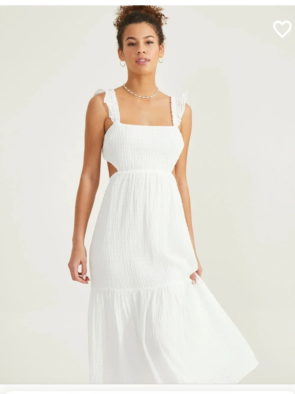Altar'd State White Ruffle-Shoulder Maxi Dress